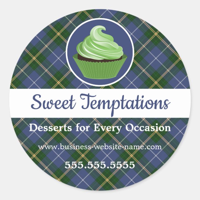 Nova Scotia Tartan Plaid Cupcake Bakery Classic Ro Round Sticker (Front)