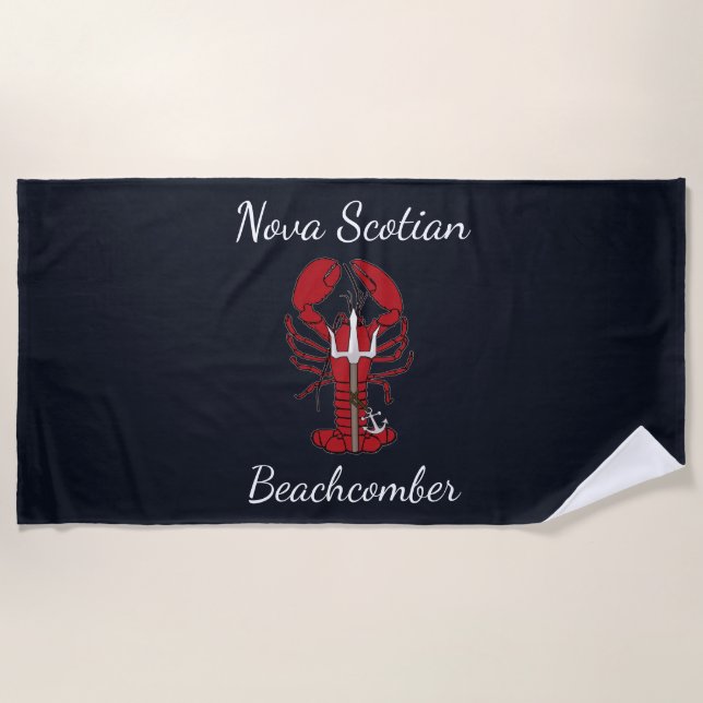 Nova Scotian lobster beachcomber beach towel (Front)