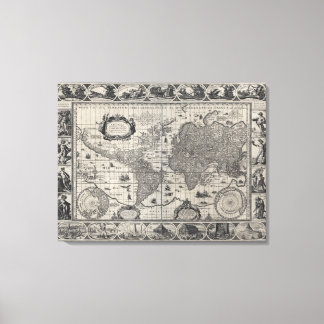 Nova totius terrarum, 1606 Antique World Map Canvas Print