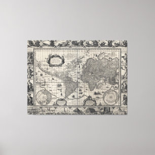 Nova totius terrarum, 1606 Antique World Map Canvas Print