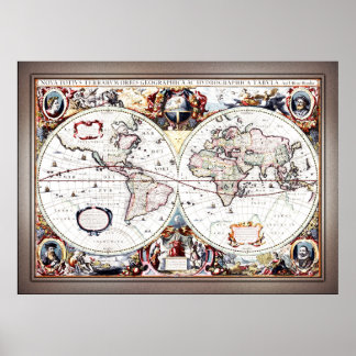 Nova Totius Terrarum Orbis by Henricus Hondius II Poster