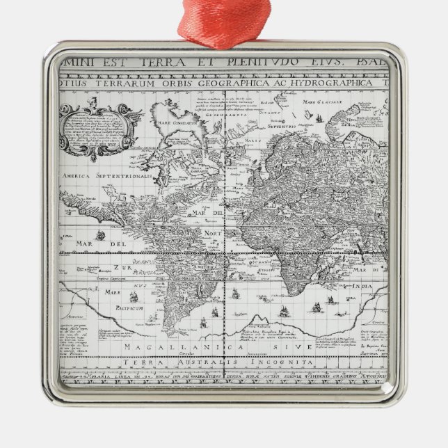 Nova Totius Terrarum Orbis Metal Tree Decoration (Front)