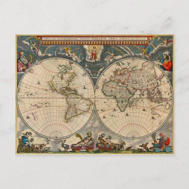 Nova Totius Terrarum Orbis Tabula World Map Postcard (Front)