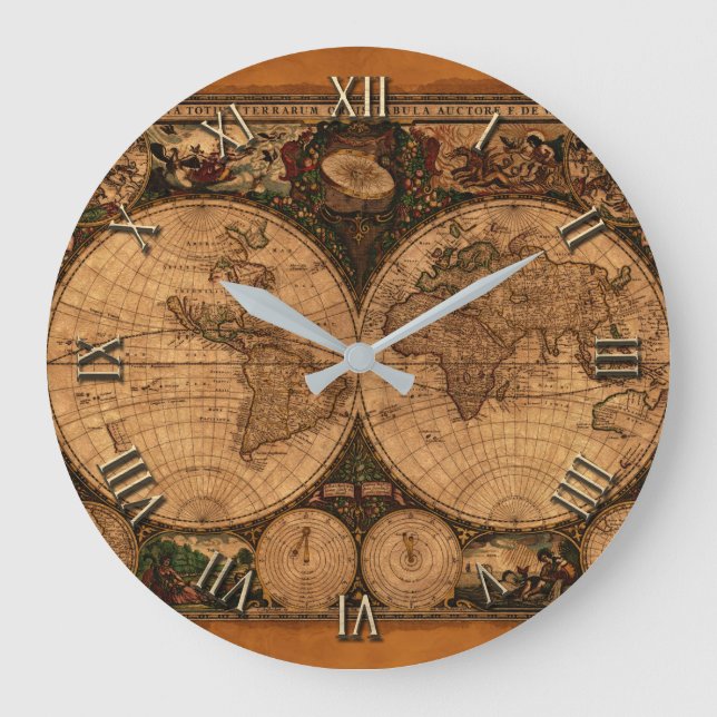 Nova Totuis Old World Map Large Clock (Front)