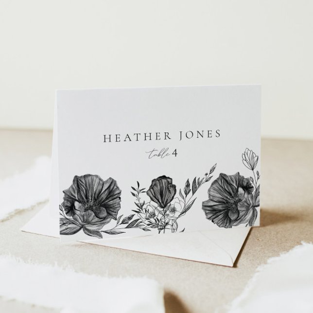 NOVA Vintage Gothic Black Floral Place Card (Creator Uploaded)