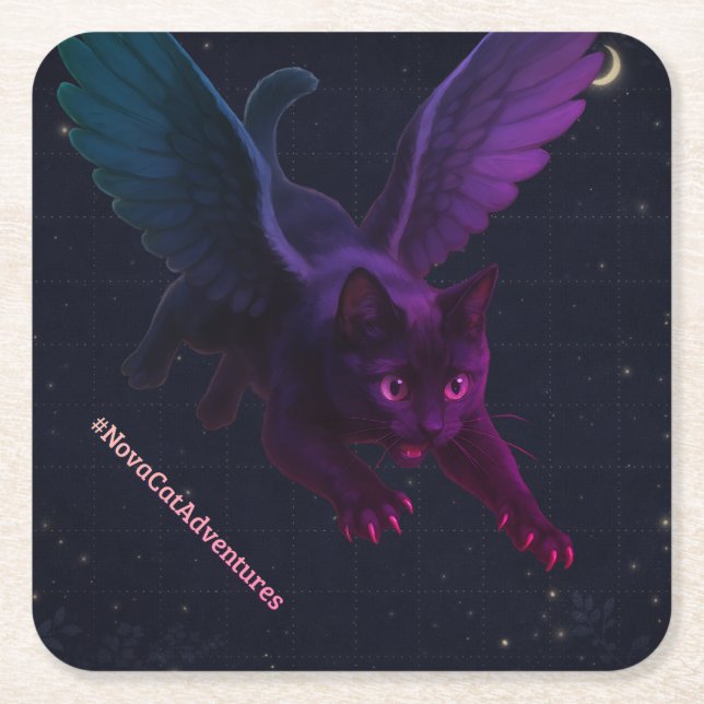 #NovaCatAdventures winged v2 Paper Coaster (Front)