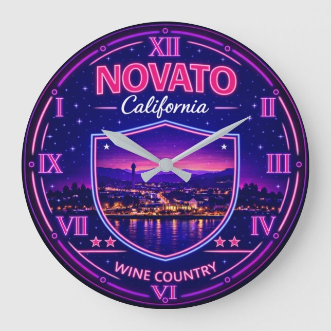 Novato California Valley Lights Large Clock (Front)