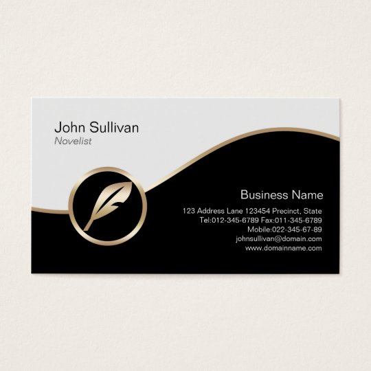 Novelist Business Card Gold Quill Icon
