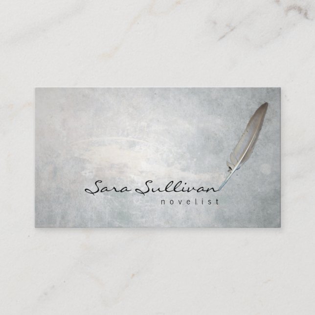 Novelist Literary Arts Quill Pen Grunge Business Card (Front)