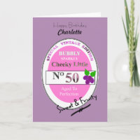 Novelty 50th Milestone Birthday Funny Wine Label