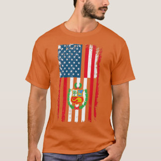 Novelty American Flag Patriotic Peru US Banner Men T-Shirt