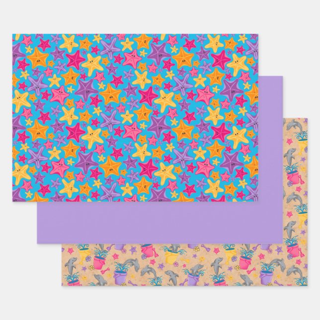 Novelty Beach Fun Wrapping Paper Set (Set)