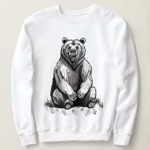 Novelty Bear Graphic Hoodie, Cool Animal Print Sweatshirt