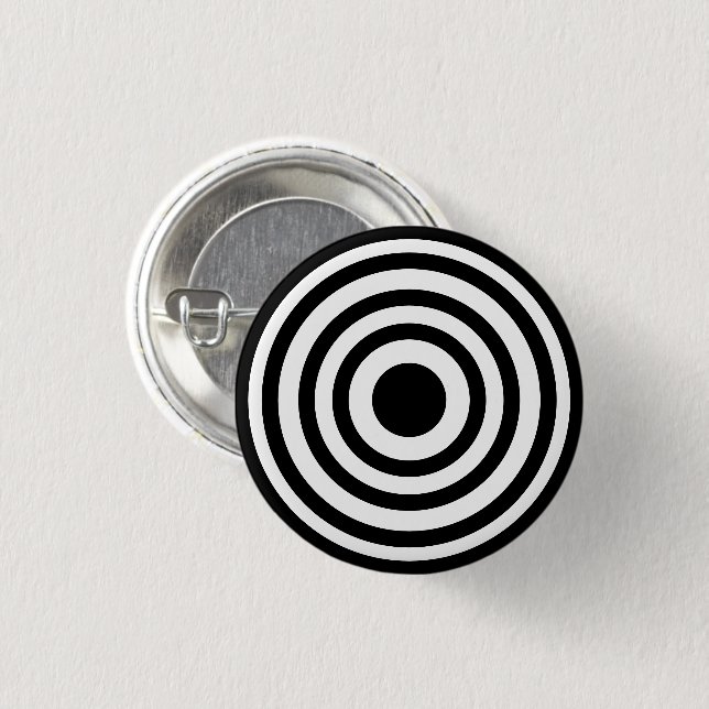 Novelty Black and White Bullseyes Circles 3 Cm Round Badge (Front & Back)