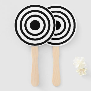 Novelty Black and White Bullseyes Circles Hand Fan