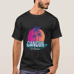 Novelty Cancun Mexico Palm Tree Ocean Wave T-Shirt