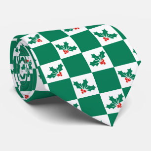 Novelty chequered Holly Christmas Tie