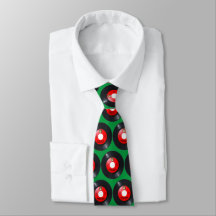 NOVELTY CHRISTMAS NECK TIE, Santa red 45RPM retro