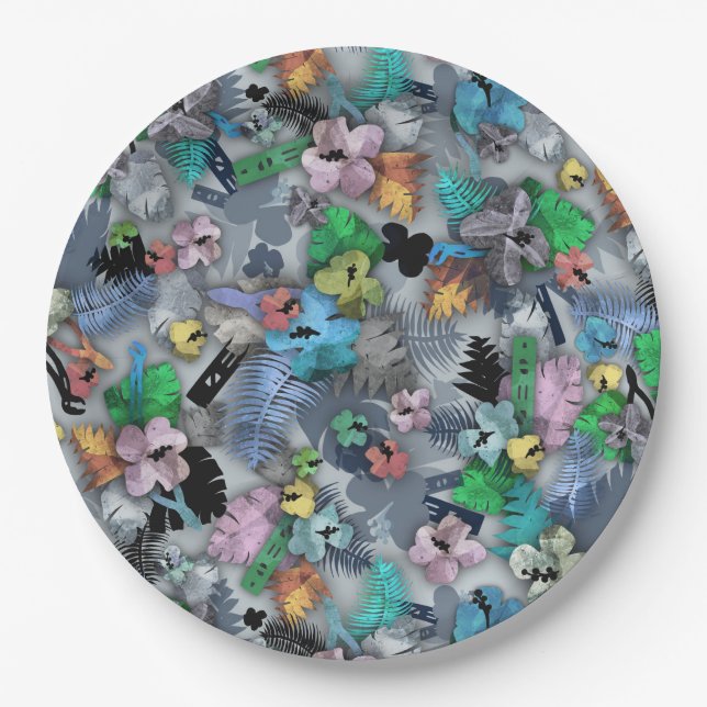 Novelty Construction Hawaiian Print  Paper Plate (Front)