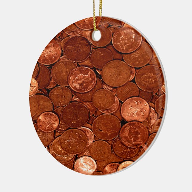 Novelty Copper Coins Ceramic Tree Decoration (Left)