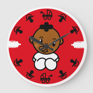 Novelty Cute Black Baby Gift  Large Clock