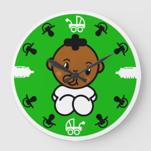 Novelty Cute Black Baby Gift Large Clock