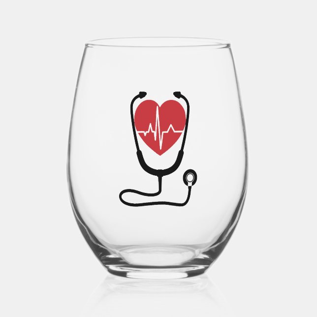 Novelty Doctor Nursing Practitioner Gift Cool  Stemless Wine Glass (Front)