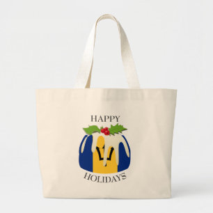 Novelty   Festive Pudding   BARBADOS FLAG Large Tote Bag