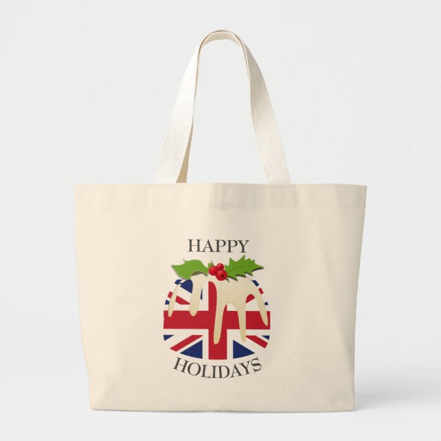 Novelty | Festive Pudding | UNION JACK UK FLAG Large Tote Bag (Front)