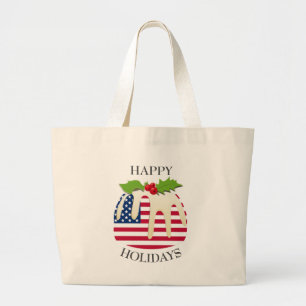 Novelty   Festive Pudding with   AMERICAN FLAG Large Tote Bag