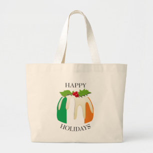 Novelty   Festive Pudding with   IRELAND FLAG Large Tote Bag