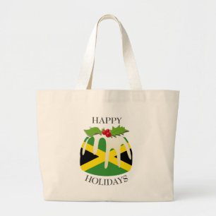 Novelty   Festive Pudding with   JAMAICAN FLAG Large Tote Bag