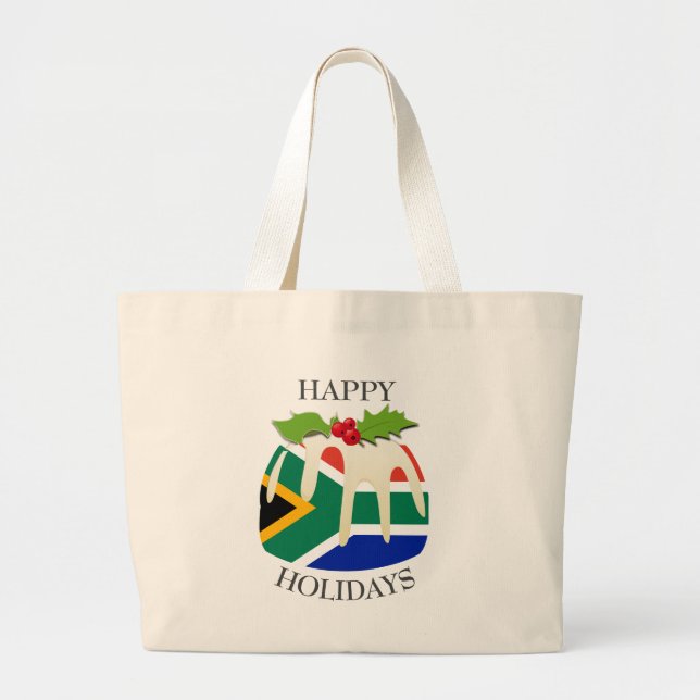 Novelty | Festive Pudding with | SOUTH AFRICA FLAG Large Tote Bag (Front)