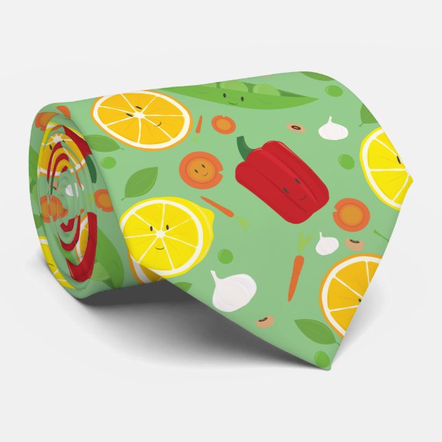Novelty Fun Pattern Vegetable Fruit Food  Tie (Rolled)