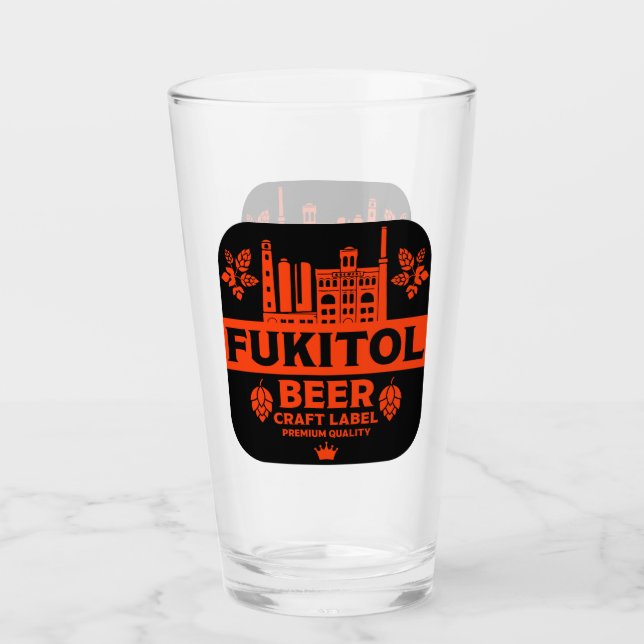 Novelty Funny Beer Label Glass (Front)