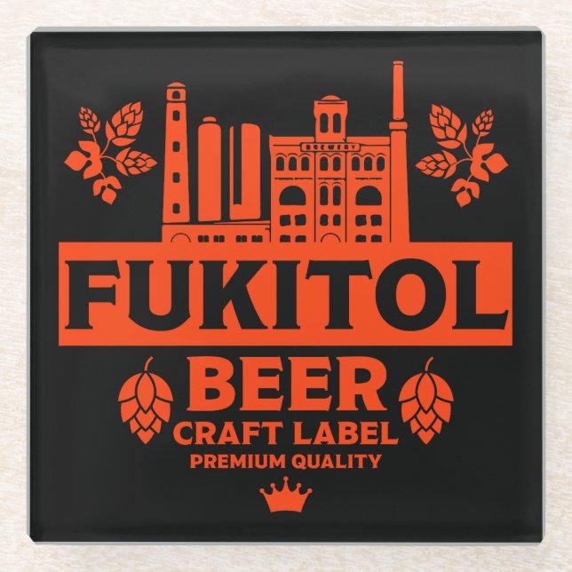 Novelty Funny Beer Label Glass Coaster (Front)