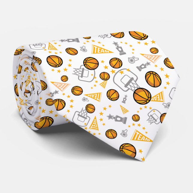 Novelty Golden Basketball Team Neck Tie (Rolled)