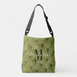 Novelty green cactus print custom cross body bag