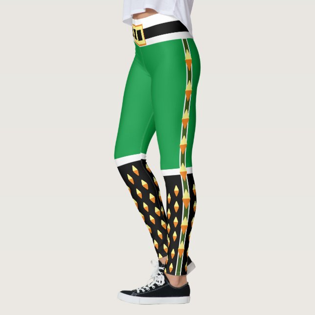 Novelty Green Elf Christmas Toy Soldier Leggings (Left)
