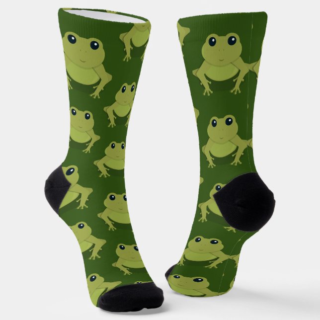 Novelty Green Frog Socks (Angled)