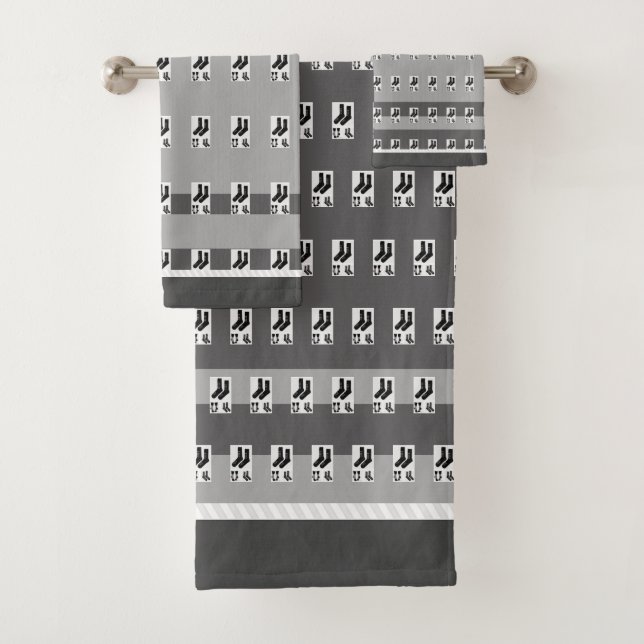 Novelty Grey Socks Bath Towel Set (Insitu)