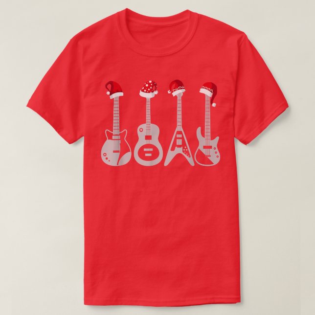 Novelty Guitar Santa Christmas Guitarist Christmas T-Shirt (Design Front)
