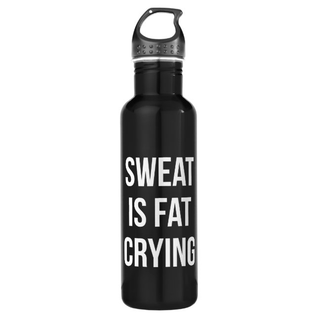 Novelty Gym - Sweat Is Fat Crying - Funny Workout 710 Ml Water Bottle (Front)