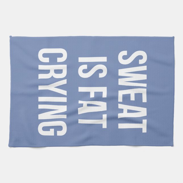 Novelty Gym - Sweat Is Fat Crying - Funny Workout Tea Towel (Horizontal)