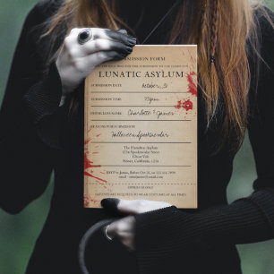 Novelty Halloween Party Lunatic Asylum Invitation