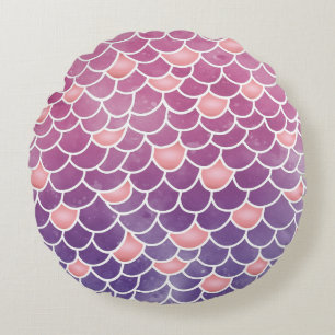 Novelty Mermaid Tail Scallop Pink & PurpleTextured Round Cushion