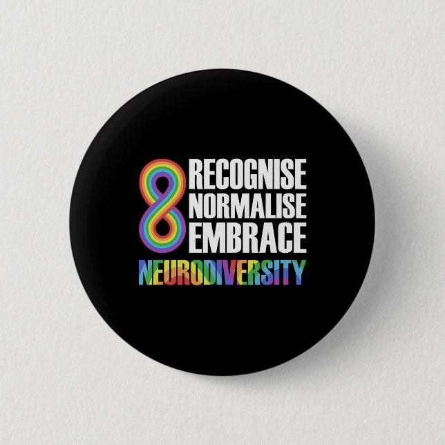 Novelty Neurodiversity Rainbow Infinity Autism Awa 6 Cm Round Badge (Front)