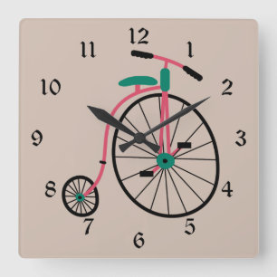 Novelty Old Fashioned Bike Square Wall Clock