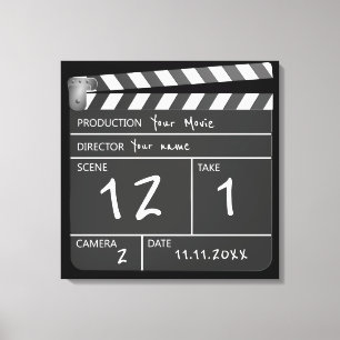 Novelty Personalised Unique Movie Clapperboard Canvas Print