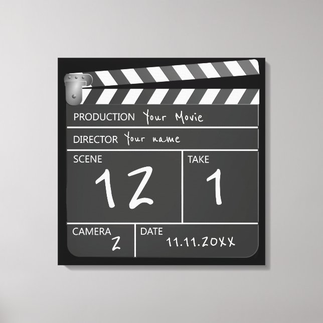 Novelty Personalised Unique Movie Clapperboard Canvas Print (Front)